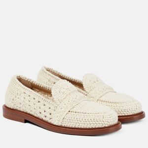 Chloe Shoes Kalya crochet loafer Flats Ivory Cotton Women’s size 7.5 38